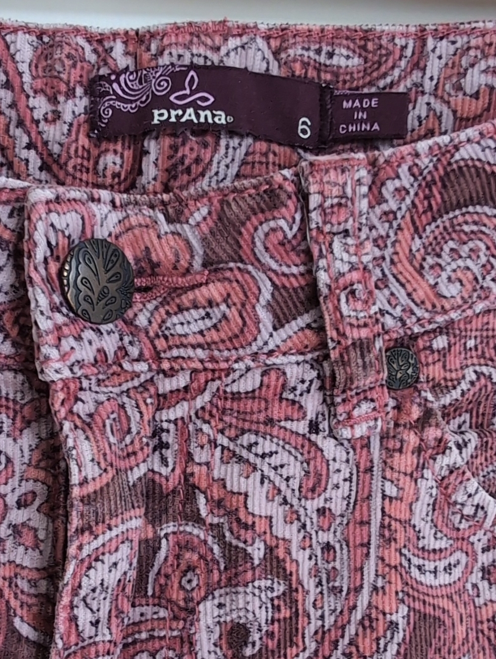 Prana Women's Paisley Skinny Corduroy Pants - Rust